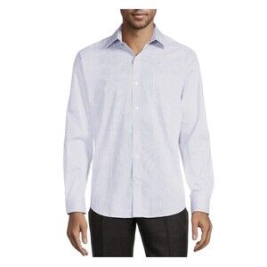 George Classic Fit Shirt Mens 2XL  Blue Mini check Wrinkle Resistant NWT